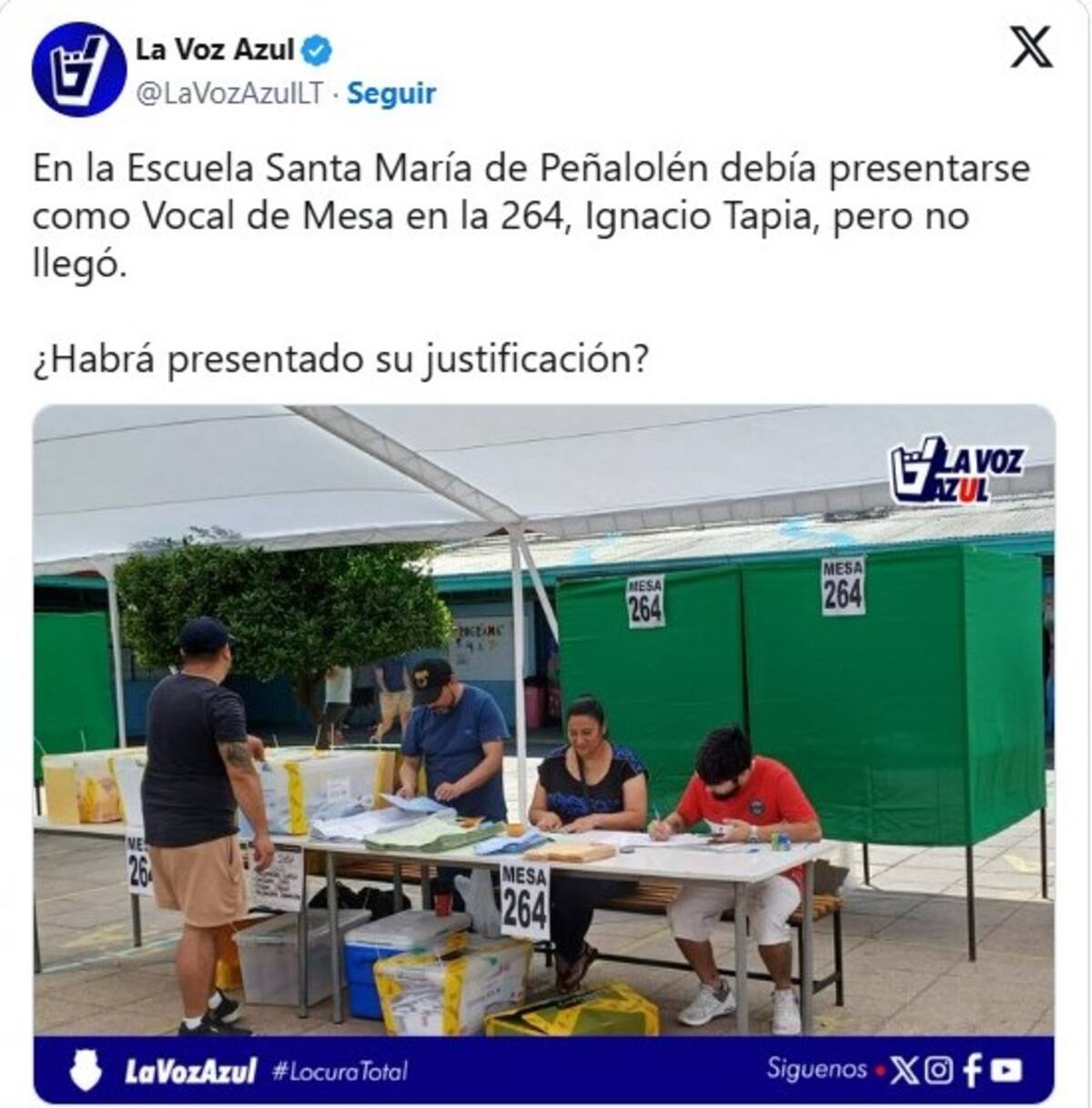 La mesa donde Ignacio Tapia no apareció como vocal de mesa.