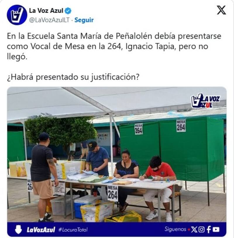 La mesa donde Ignacio Tapia no apareció como vocal de mesa.
