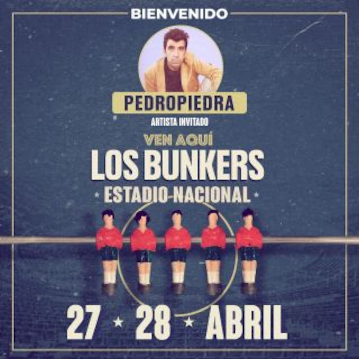 Imagen promocional de la gira "Ven Aquí", la cual trajo a Los Bunkers a su exitoso concierto en el Estadio Nacional