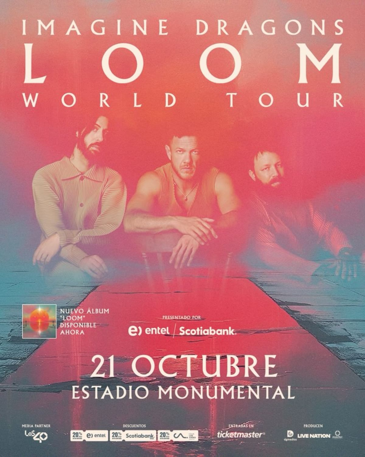 Afiche del concierto de la banda en Chile. 21 de octubre, Estadio Monumental.