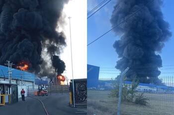 VIDEO|Así se ve el voraz incendio que afecta a bodegas en Paine