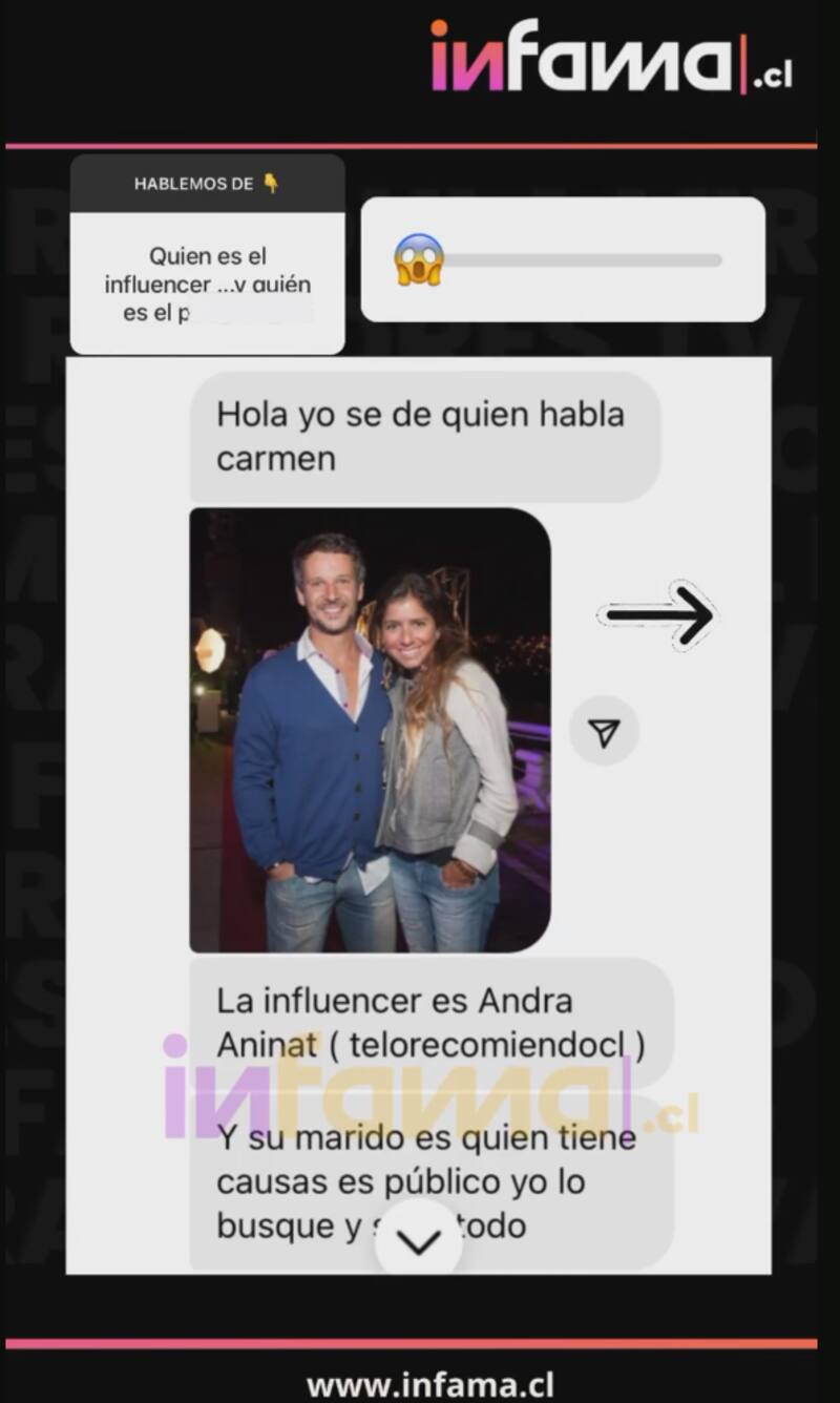 Mensaje que recibió el medio Infama y que decidió corroborar