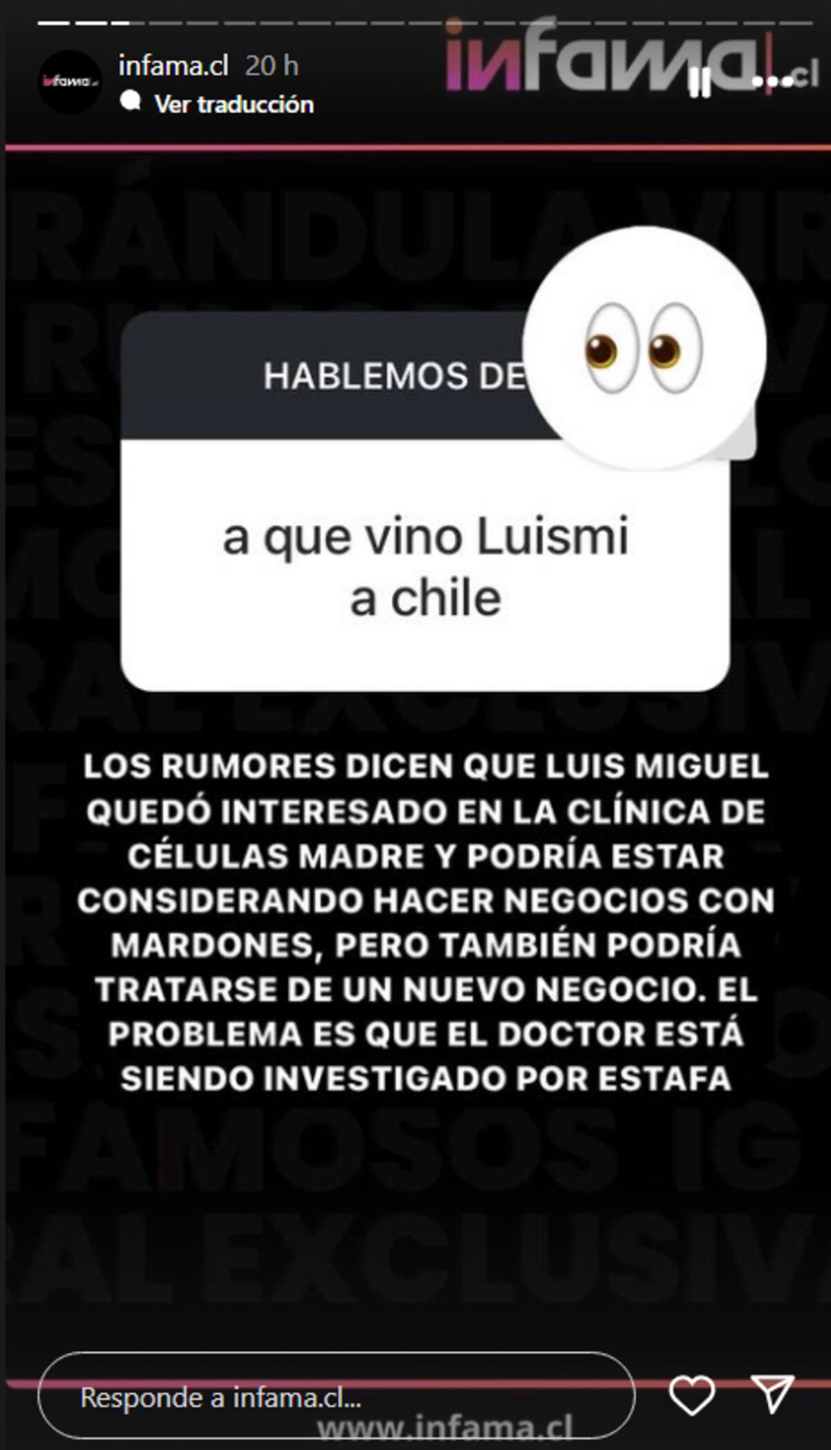 Infama contó más detalles de los negocios de Luis Miguel en Chile.