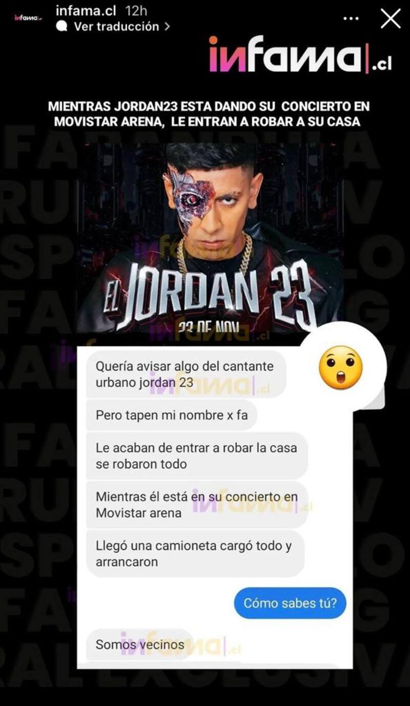 Aseguran que Jordan 23 fue víctima de robo en su casa durante la realización de su concierto.