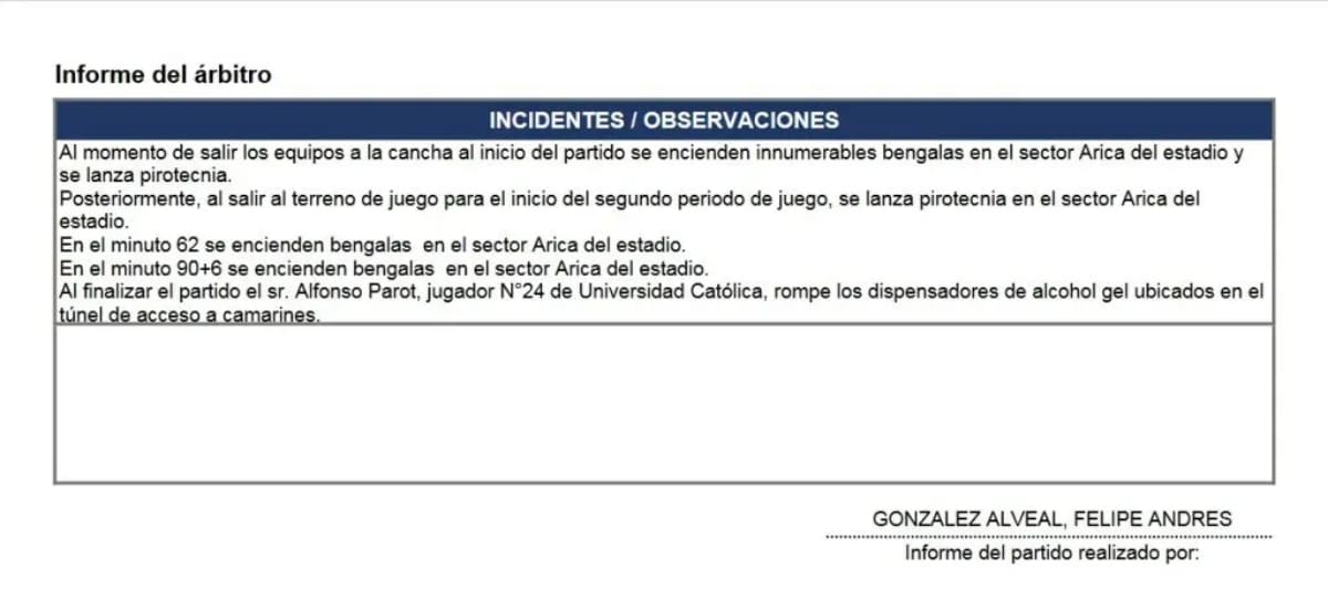 El informe de Felipe González tras el Clásico entre Colo Colo y la UC