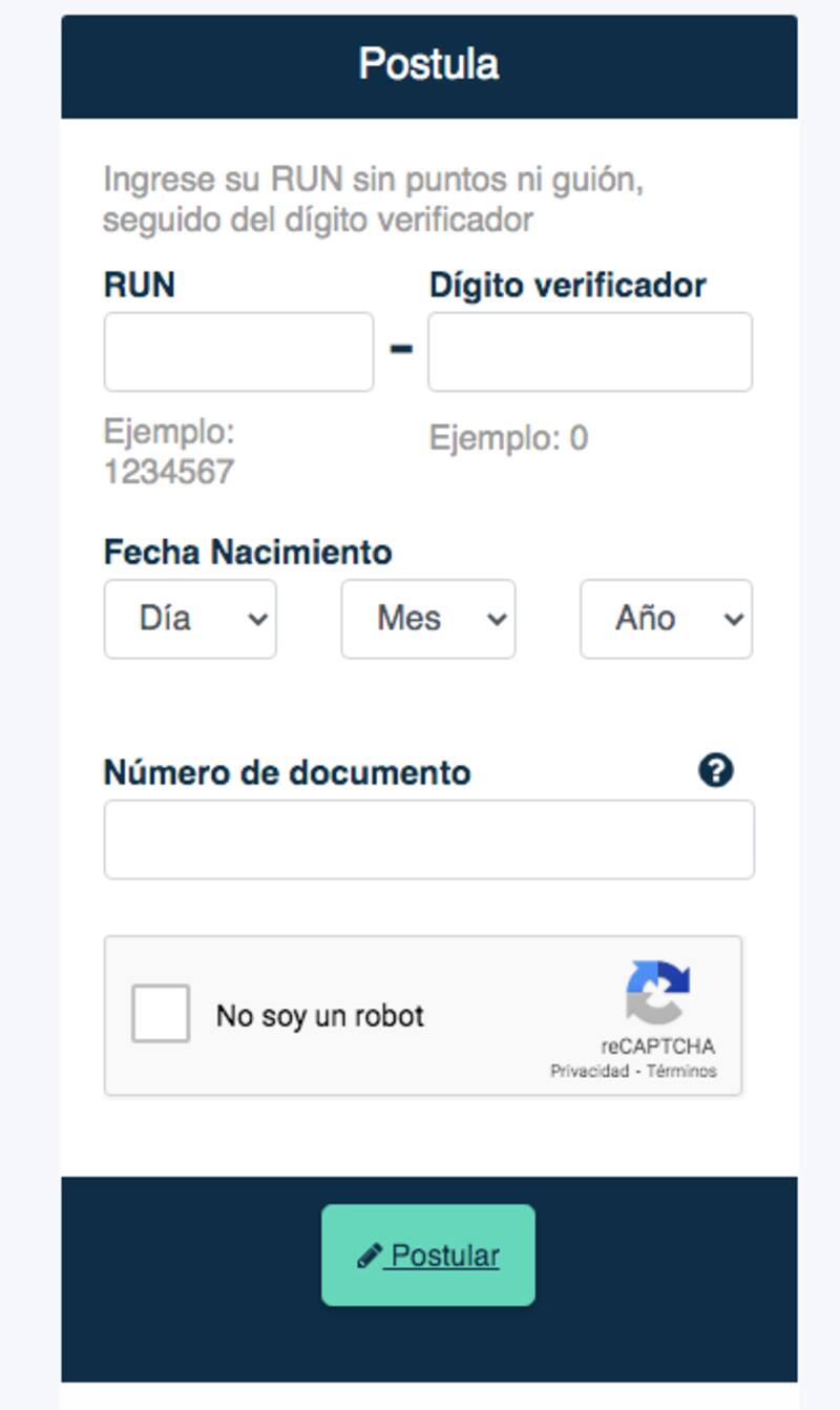 Así se ve la página donde puedes postular a este beneficio estatal.
