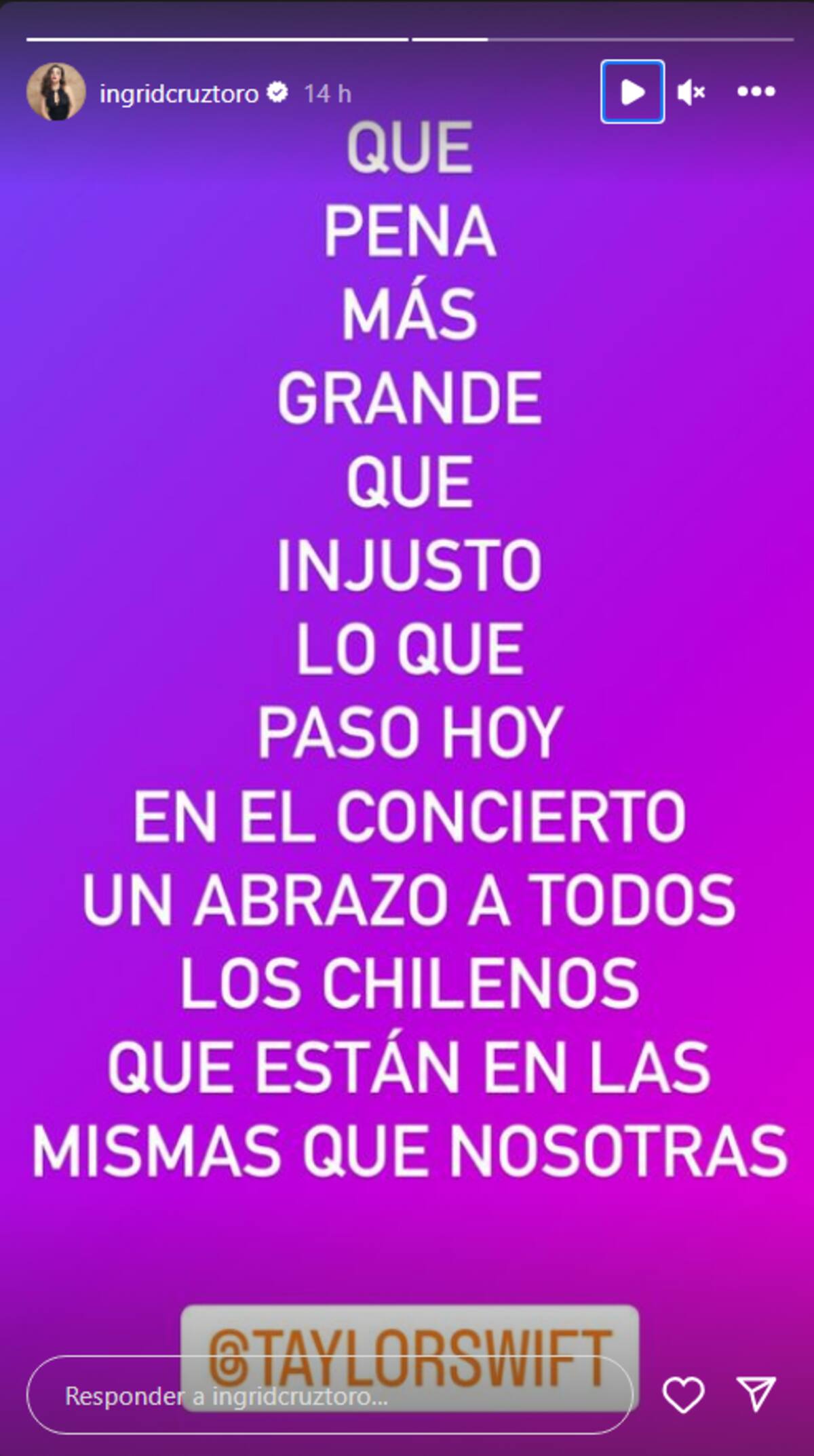 Distintas personalidad del mundo de la televisión en Chile manifestaron su descontento después que hayan trasladado del concierto de la cantautora estadounidense para el domingo 12 de noviembre.