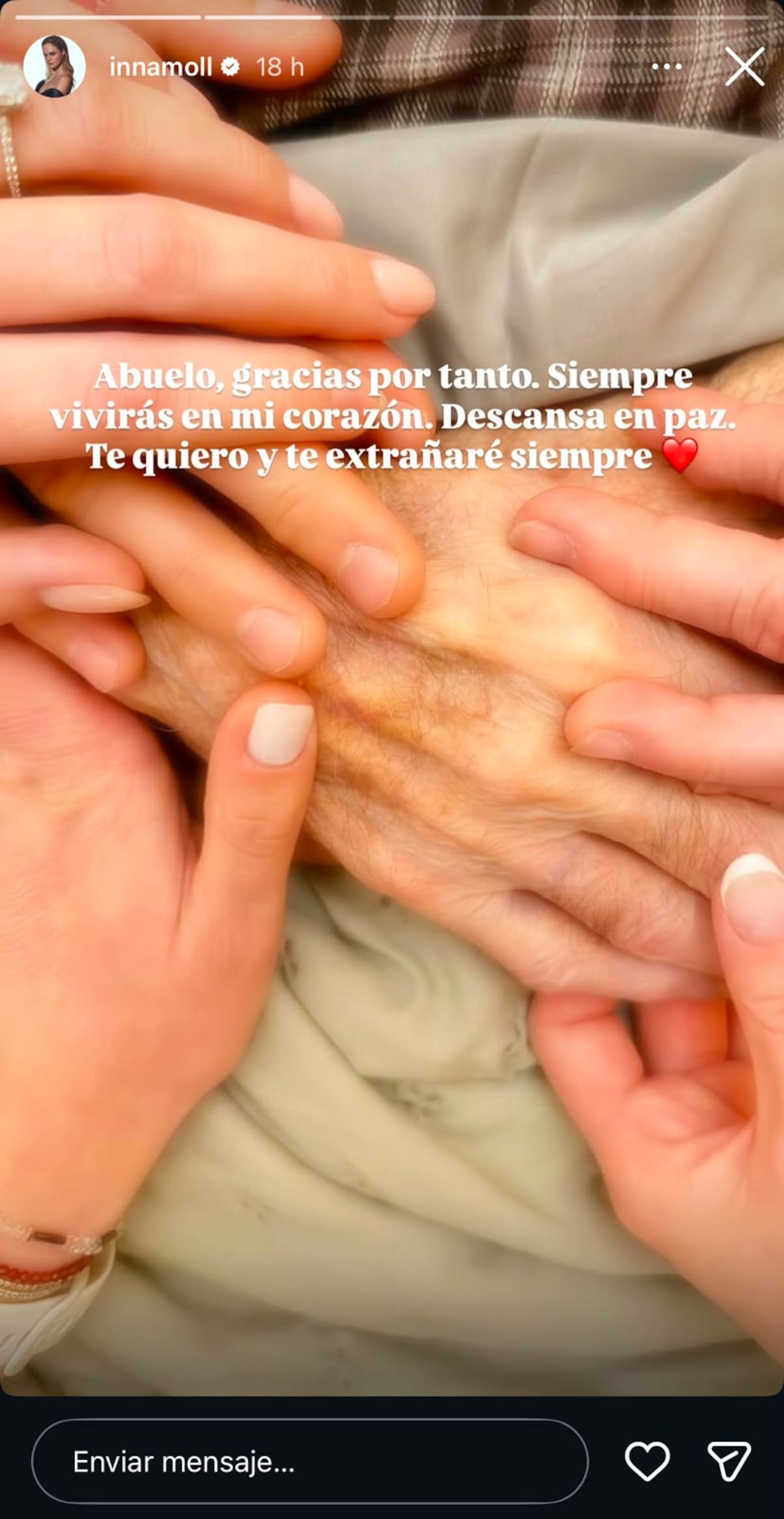 Despide a su abuelo a través de RRSS.
Foto: Instagram