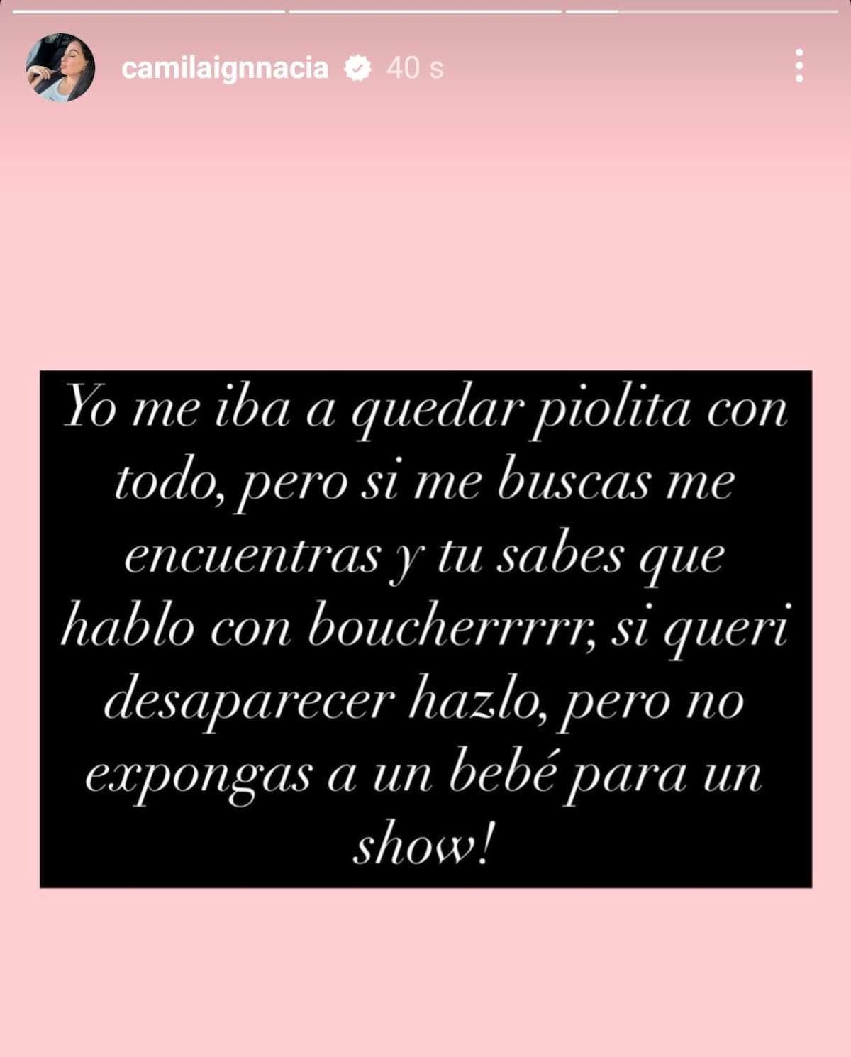 Historias de Camila Sepúlveda, borradas minutos después.