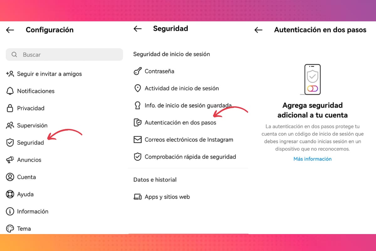 Pasos para activar la verificación de dos pasos. Créditos: En La Hora