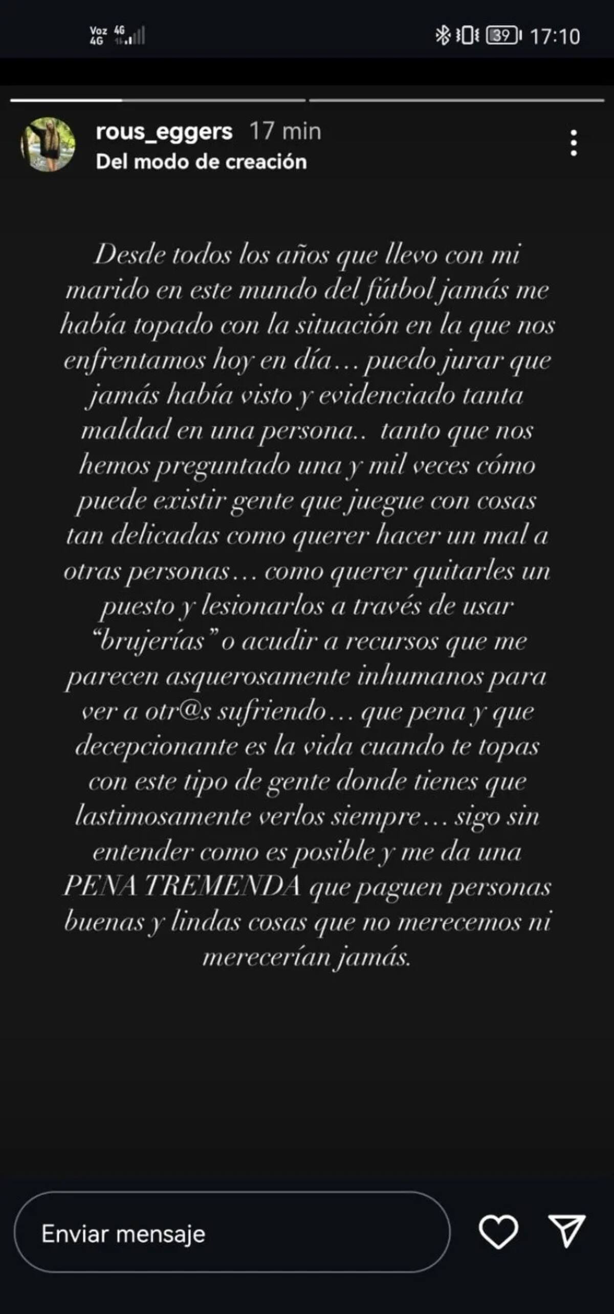 Acusación de la esposa de Erick Wiemberg.