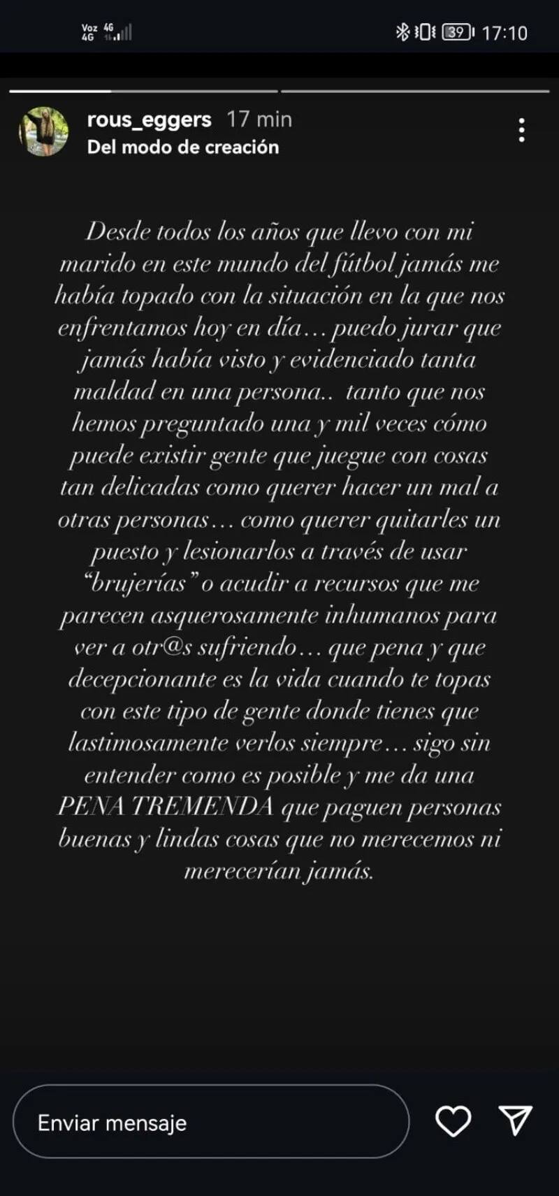 Acusación de la esposa de Erick Wiemberg.