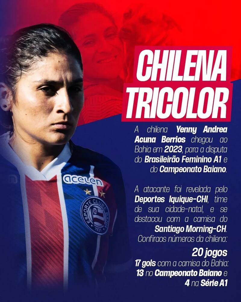 La publicación dedicada a Yenny Acuña del Esporte Clube Bahia.
