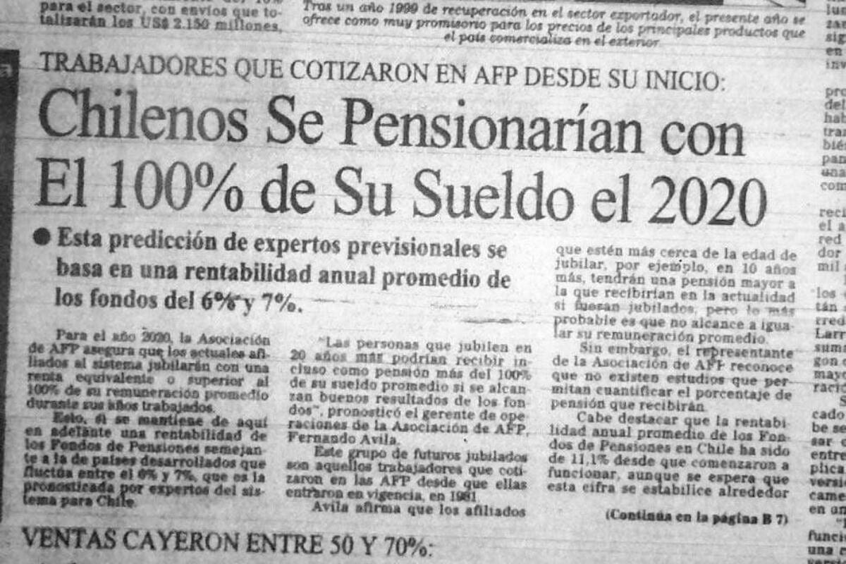 Los diarios de la época prometían pensiones altísimas para quienes se incorporaran al sistema de forma voluntaria.