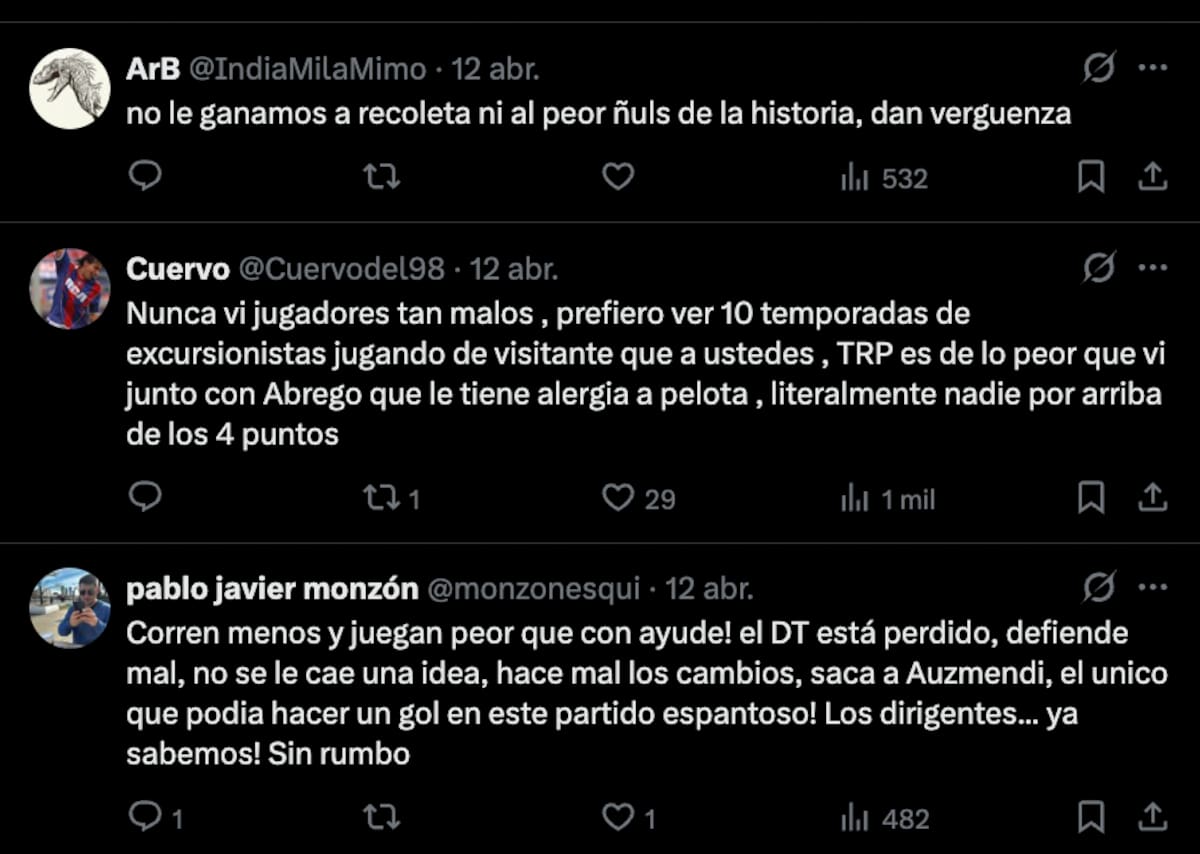 Primera críticas de hinchas de San Lorenzo a Gustavo Álvarez. Foto: Captura.
