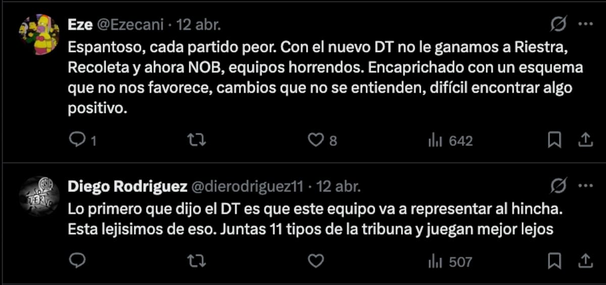 Primera críticas de hinchas de San Lorenzo a Gustavo Álvarez. Foto: Captura.