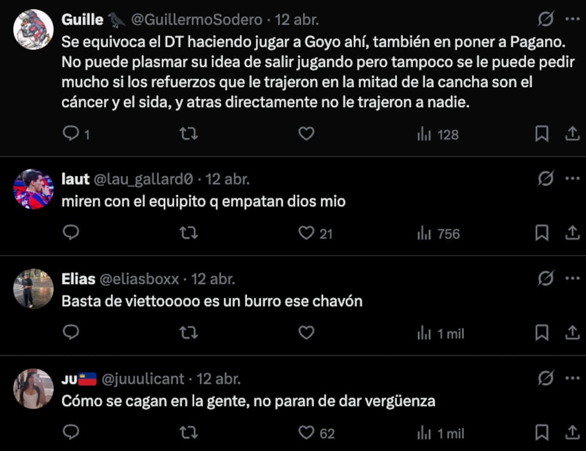Primera críticas de hinchas de San Lorenzo a Gustavo Álvarez. Foto: Captura.