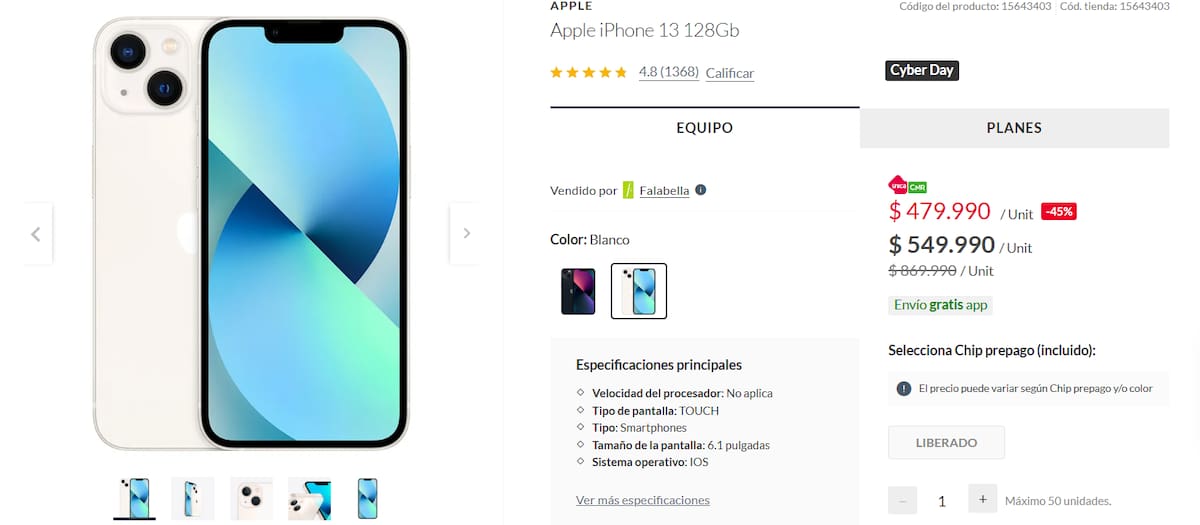 El smartphone está con una rebaja del 45%.