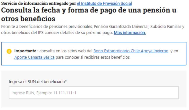En la página del IPS y Chile Atiende las personas pueden conocer qué día recibirán sus pagos.