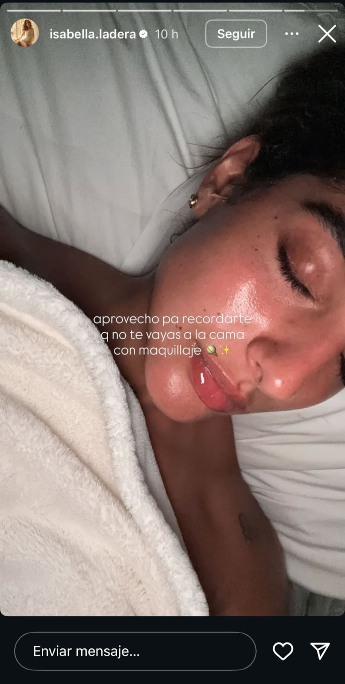 La última historia subida por la influencer.