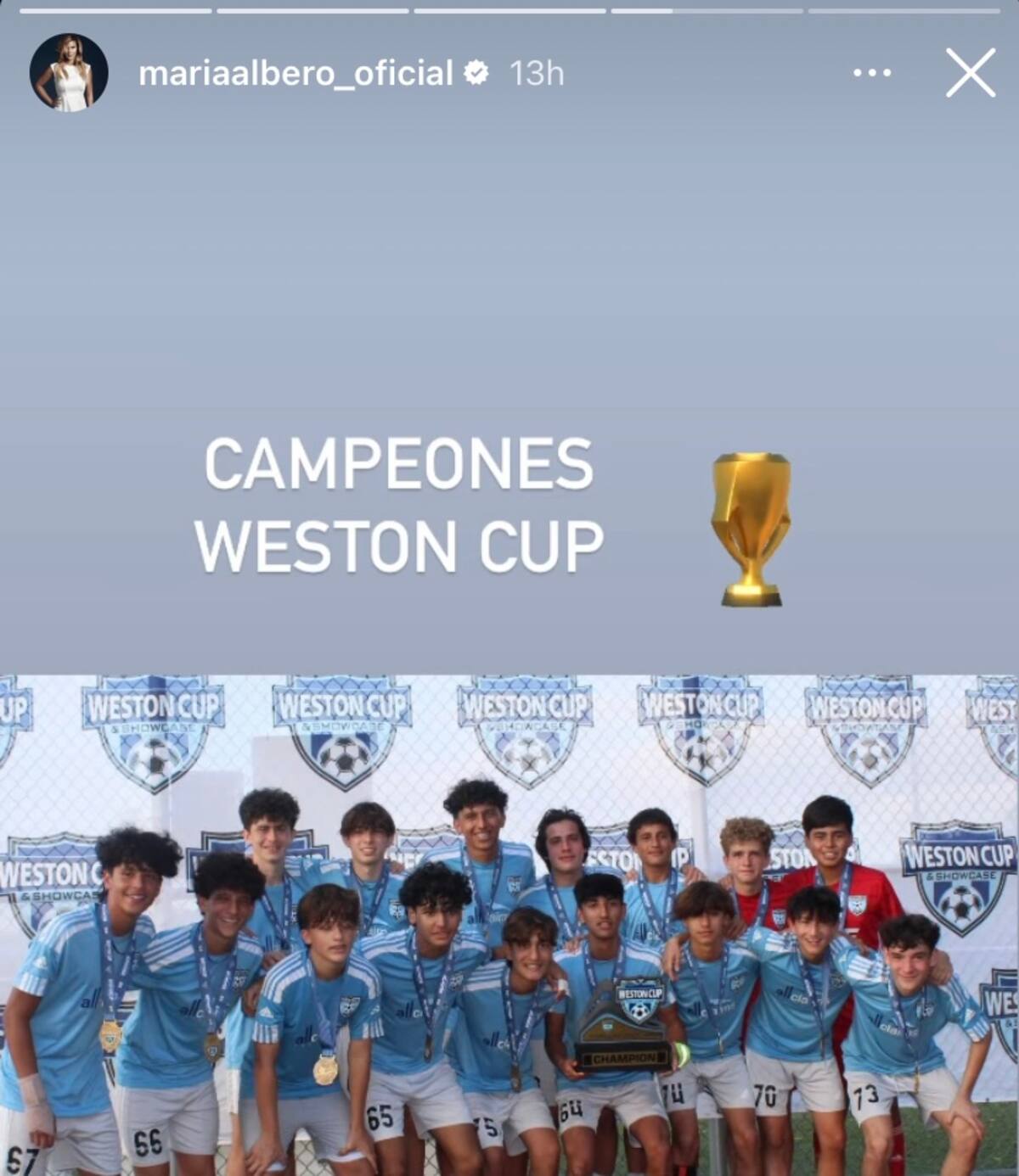 Es campeón de la copa Weston.