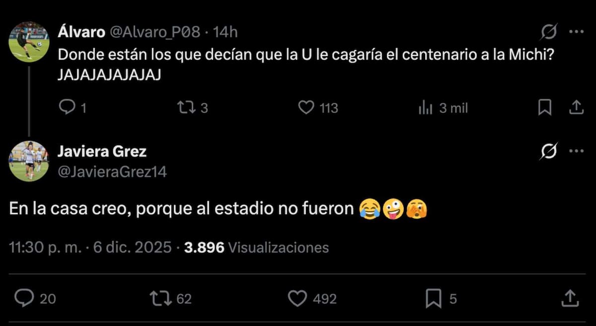 En Twitter aprovechó de molestar a los azules. Foto: Captura