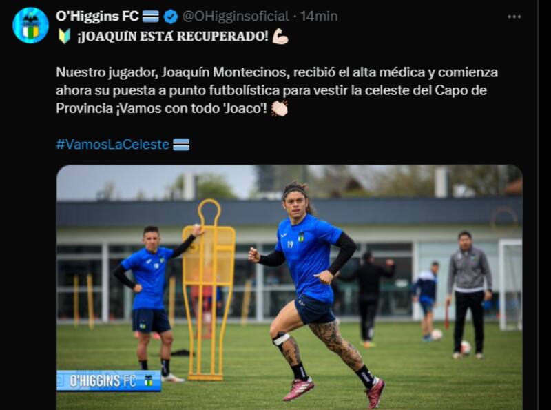 Joaquín Montecinos recibe el alta médica. FOTO: X O´higgins