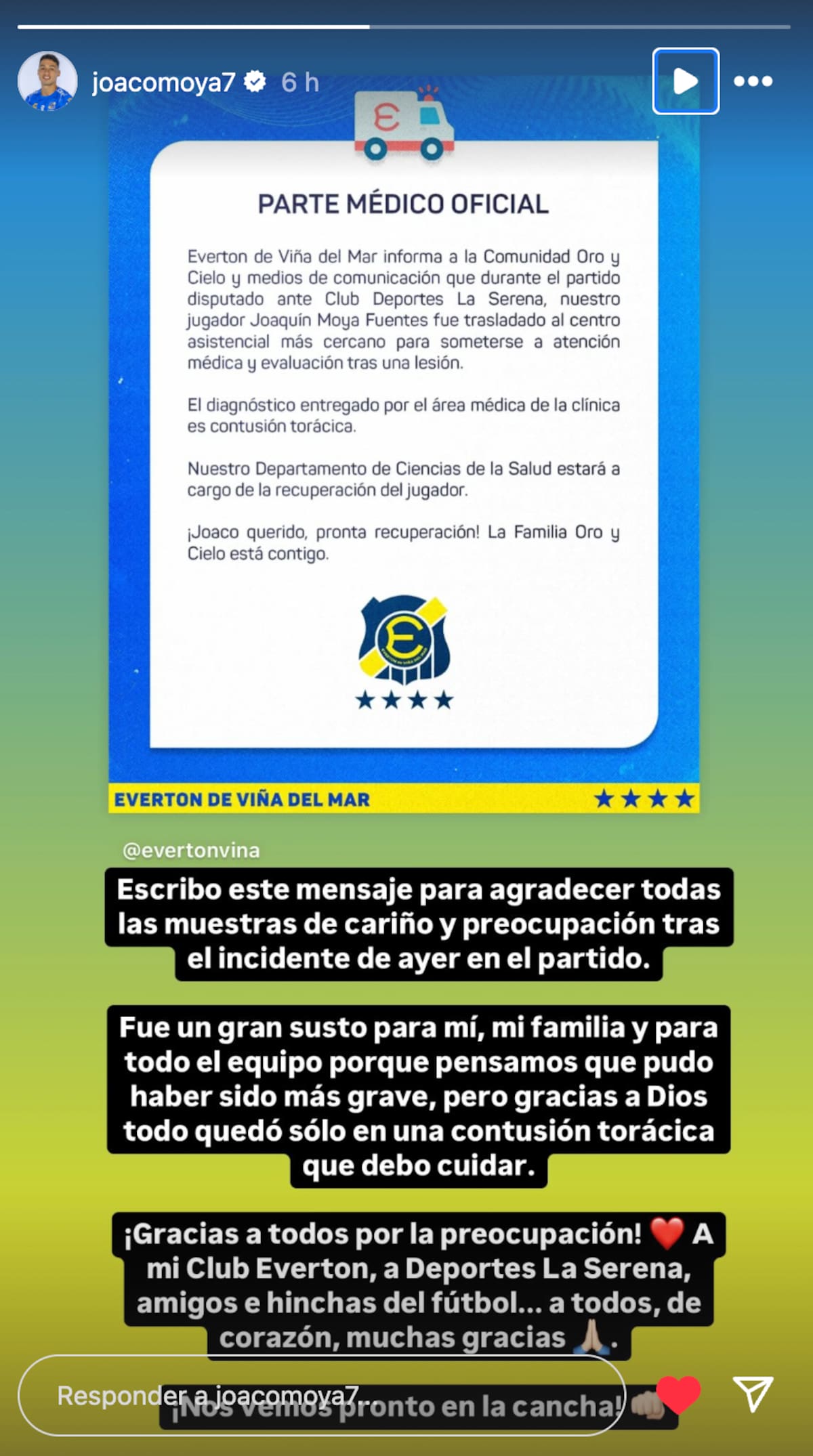 El volante sufrió una contusión torácica.