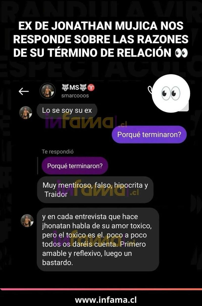 Ex de Jonathan Mujica, habla sobre su pasada relación.