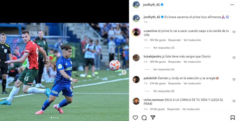 El mensaje de Jordhy Thompson en su cuenta de Instagram