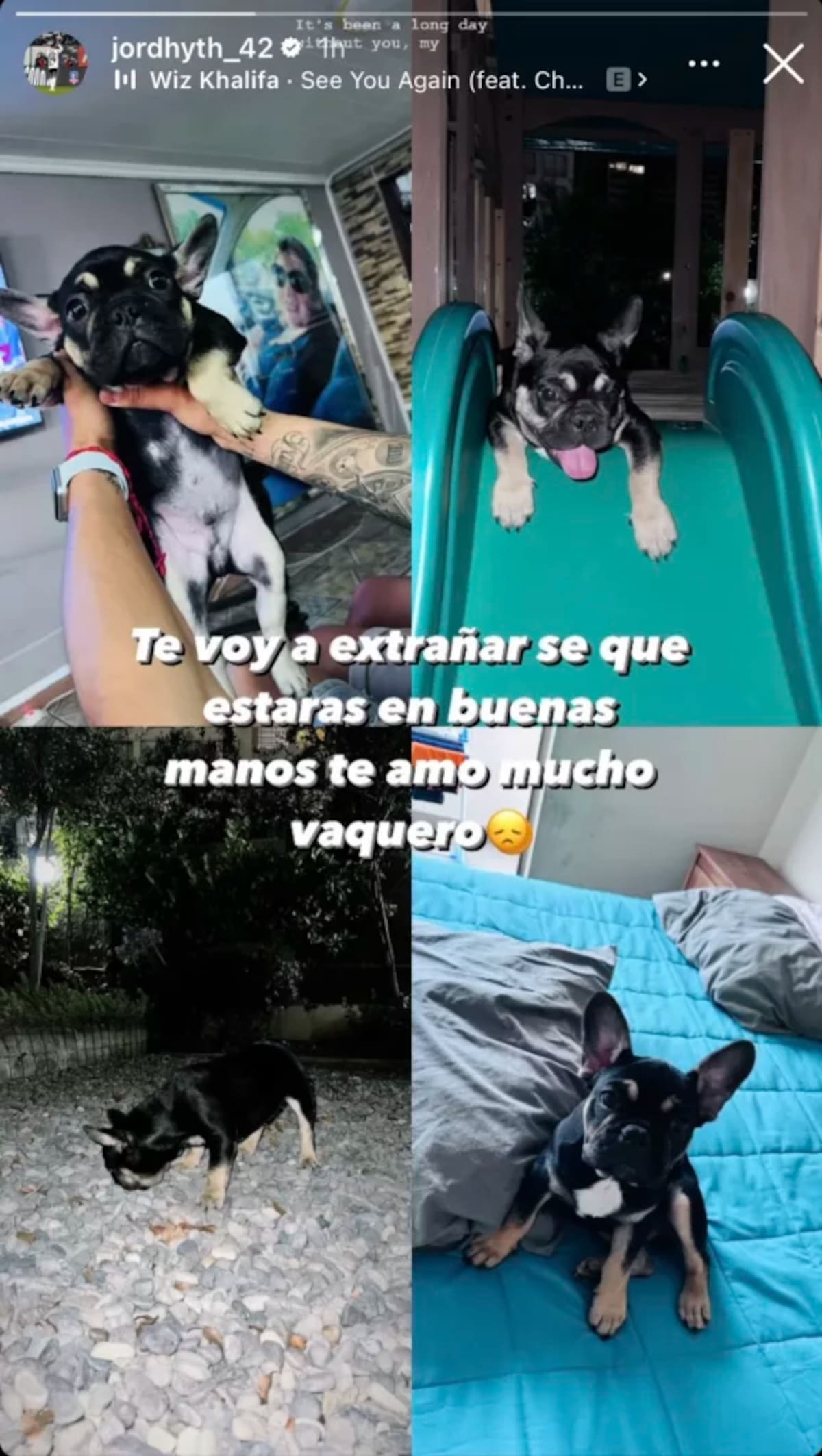 Jordhy Thompson se despide de su mascota.