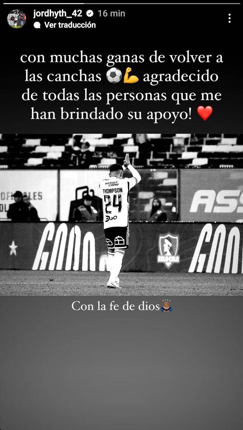El mensaje de Jordhy Thompson a través de sus historias de Instagram