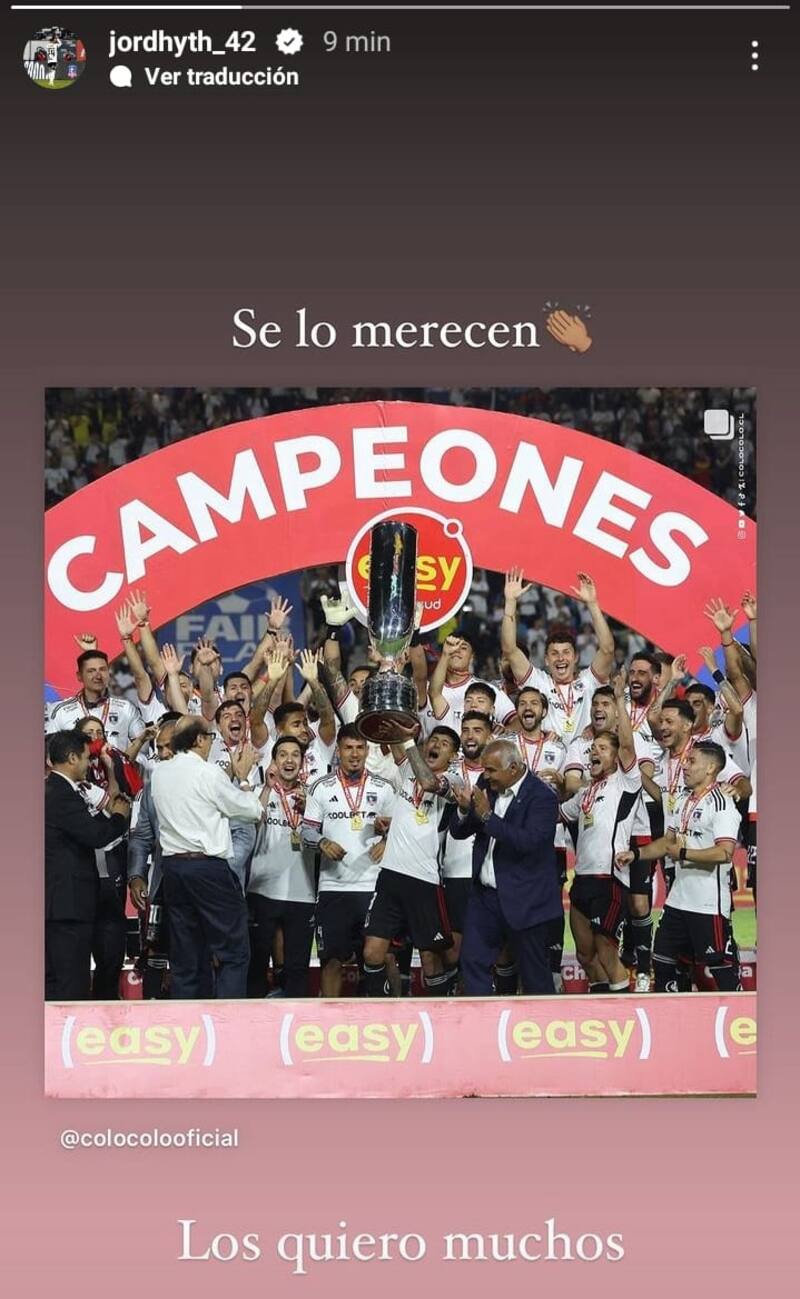 El mensaje de Jordhy Thompson festejando el título de Colo Colo en Copa Chile