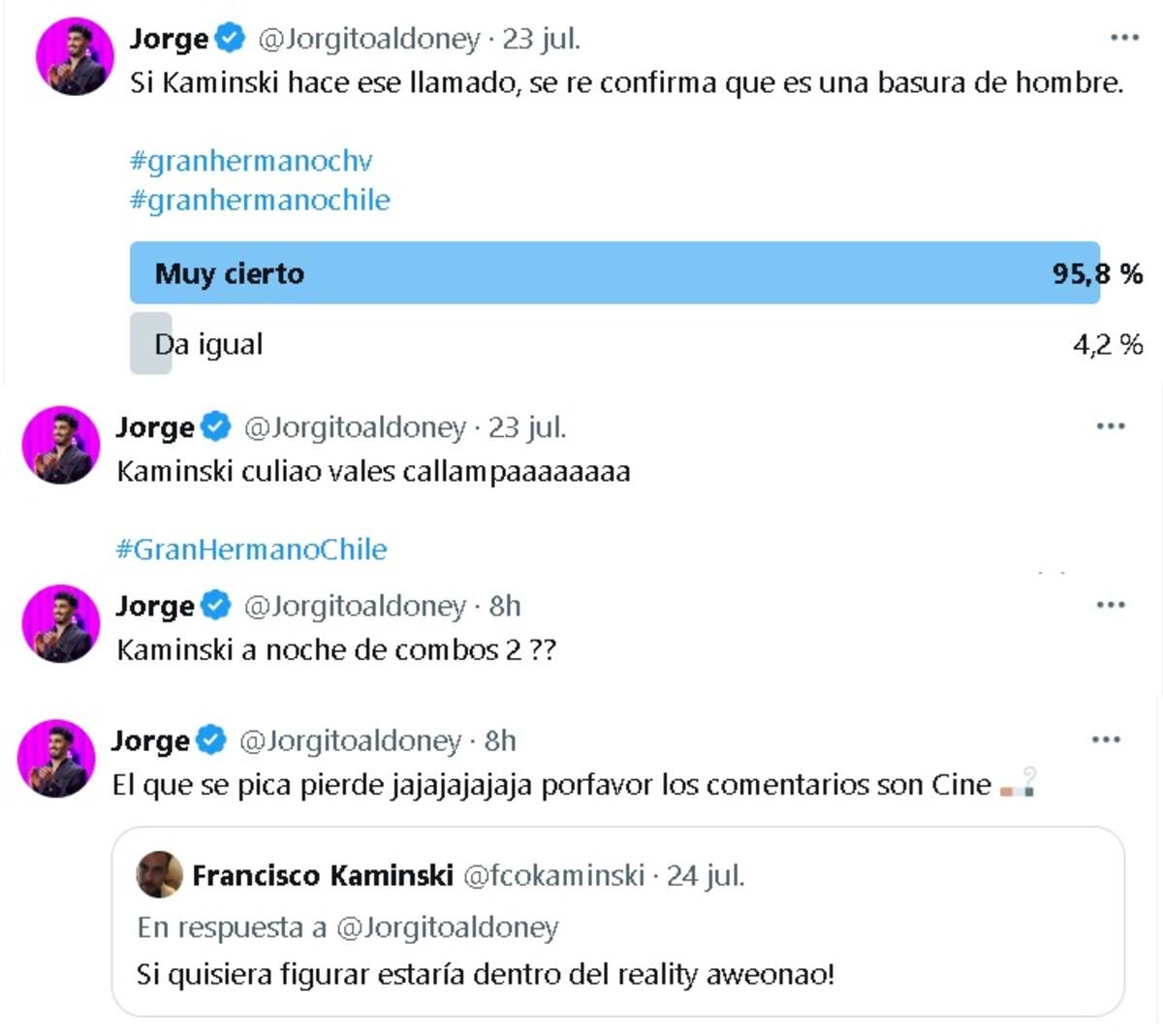 Las burlas de Jorge Aldoney a Francisco Kaminski. Créditos: X