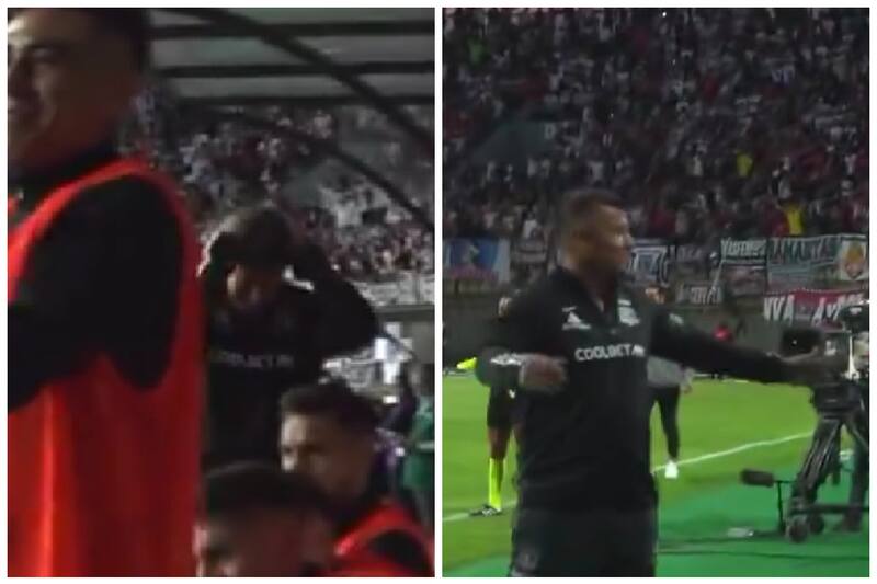 reaccionando al gol de Carlos Palacios.