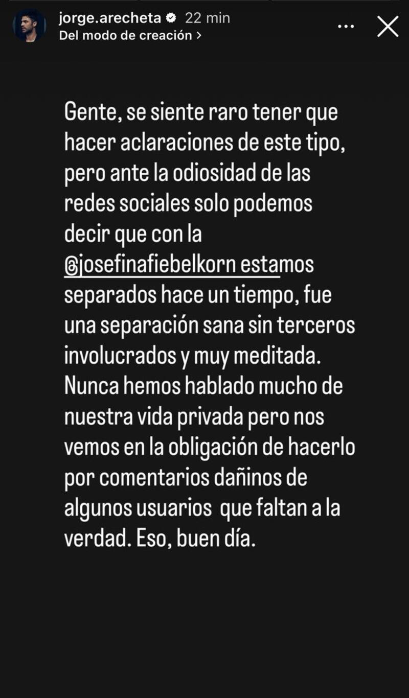 El actor publicó un comunicado en sus redes sociales.
