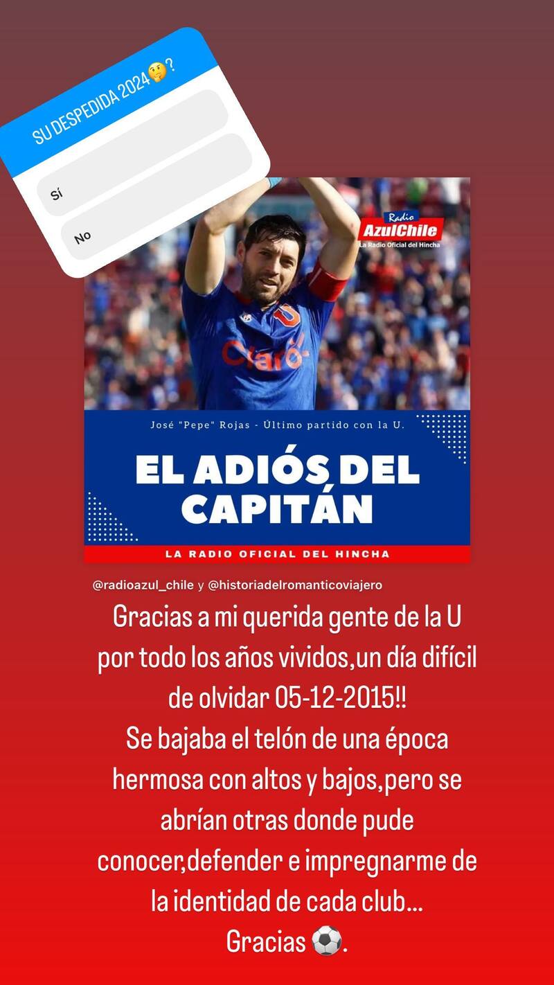 José Rojas quiere su despedida con los hinchas de la U.