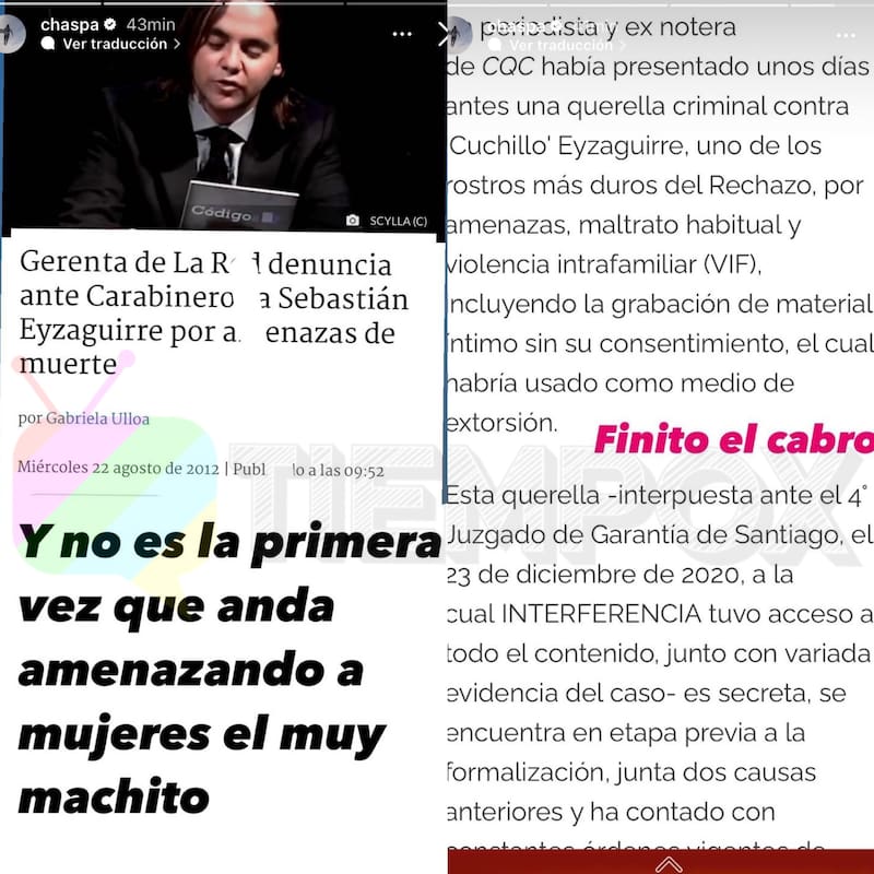 Juan Lacassie "Chispa" critica a Sebastián Eyzaguirre. Foto: Instagram.