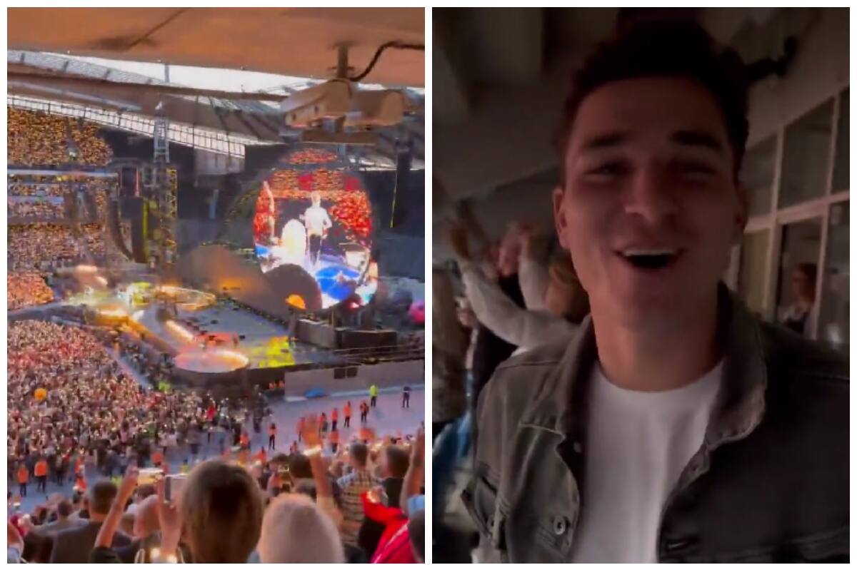 VIDEO | Julián Álvarez enamoró a su novia tras cantar en inglés en concierto de Coldplay