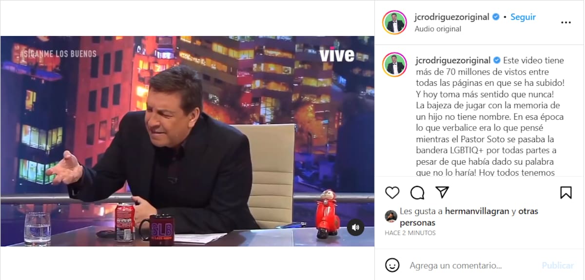 El posteo de Julio César Rodríguez sobre el Pastor Soto.