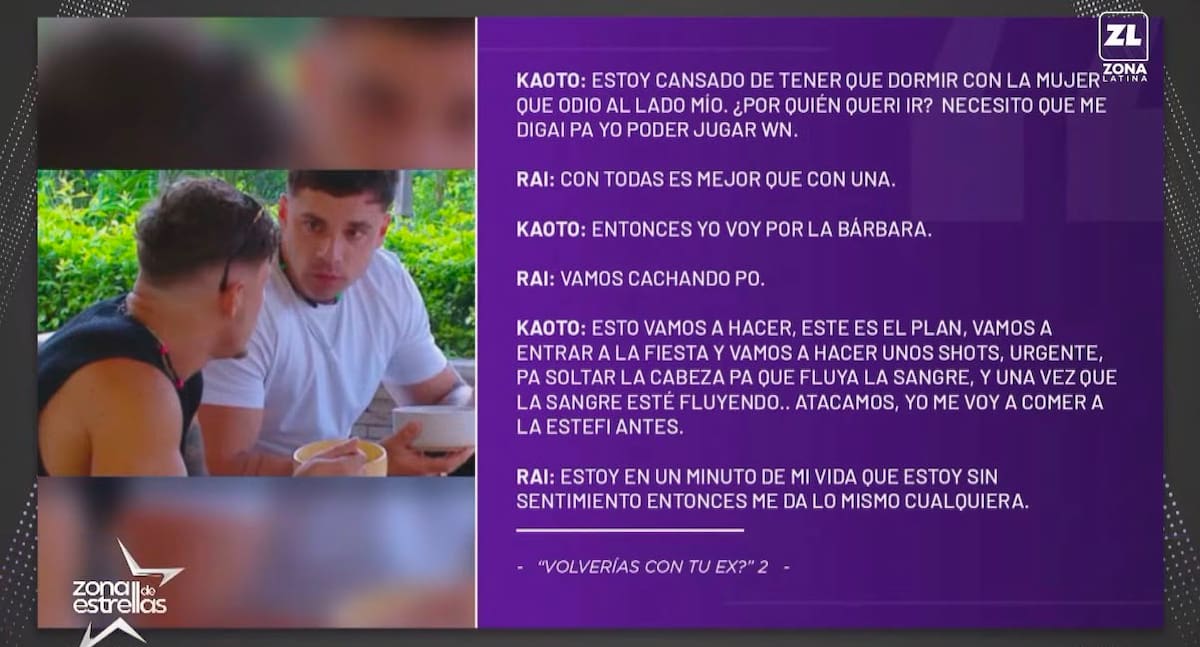 Los criticados dichos de los participantes en Volverías con tu Ex 2.
Foto: captura @canalzonalatina