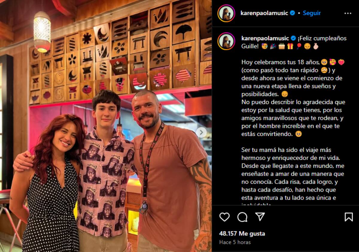 junto a su hijo y Juan Pablo vía Instagram. "Te amo más de lo que las palabras pueden expresar. ¡Feliz 18 años, mi rey!".