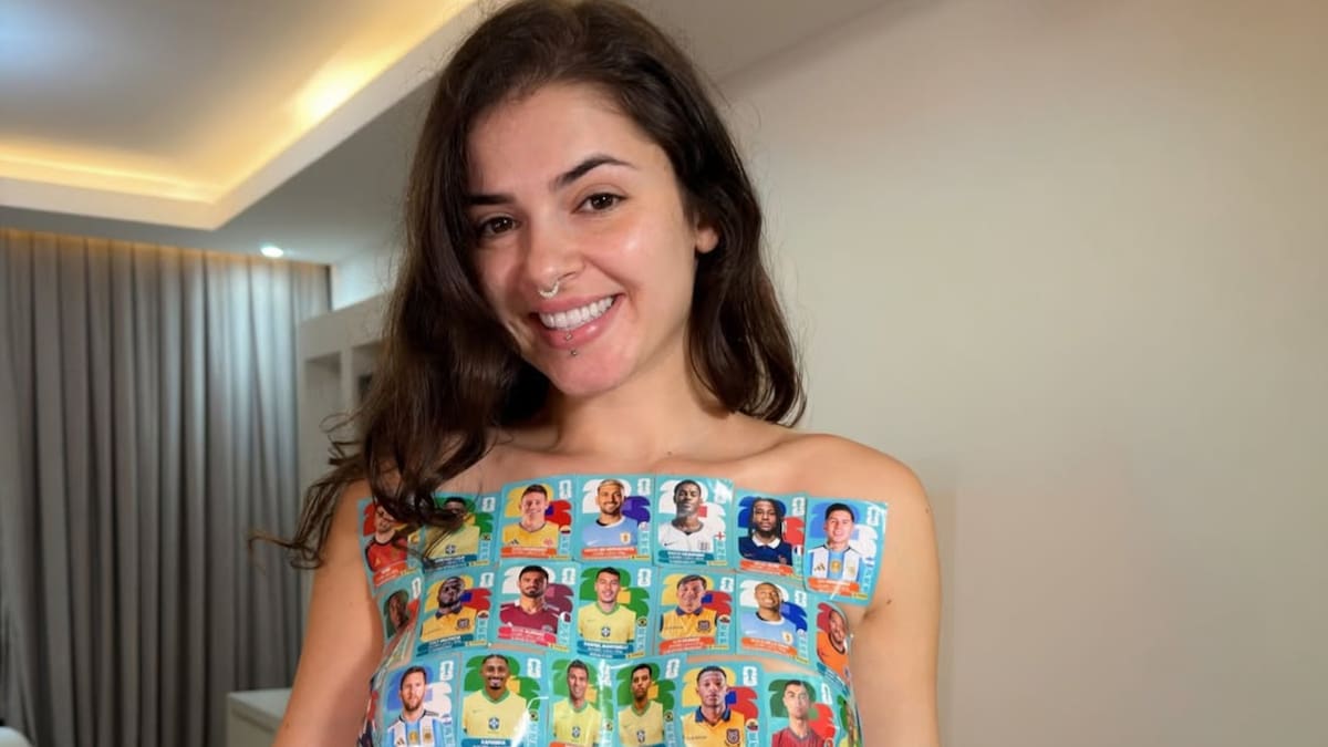 Kerolay Chaves, ¿nueva Madrina del Mundial?: influencer brasileña cubrió su cuerpo con láminas del álbum