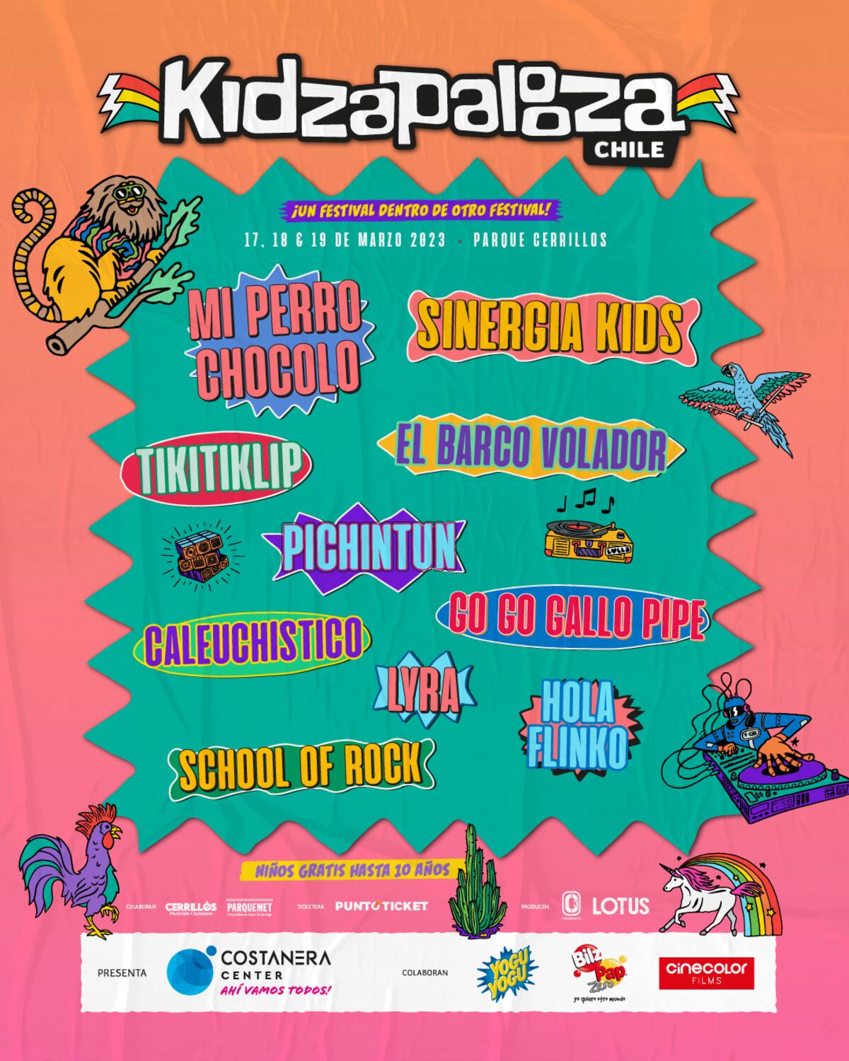 Así es el cartel que se presentará en Lollapalooza Chile 2023.