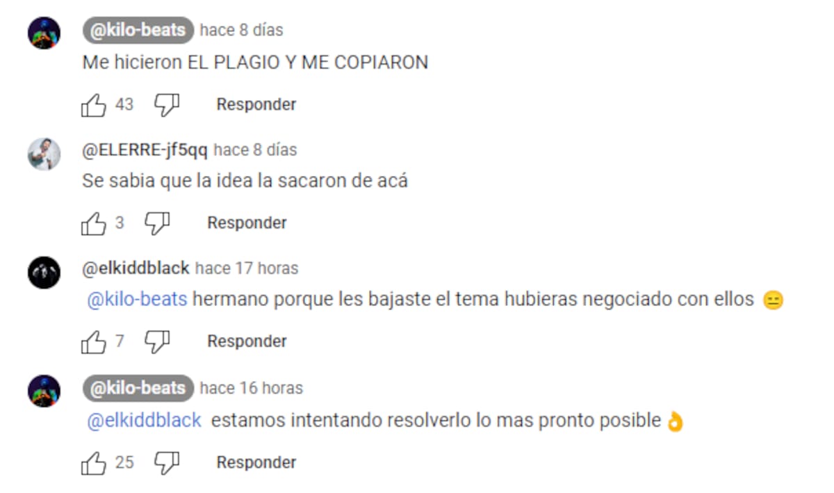 Los comentarios hechos por el productor.