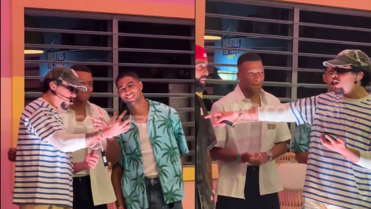 Junte inesperado: Kylian Mbappé apareció en concierto de Bad Bunny acompañado de otra figura del PSG