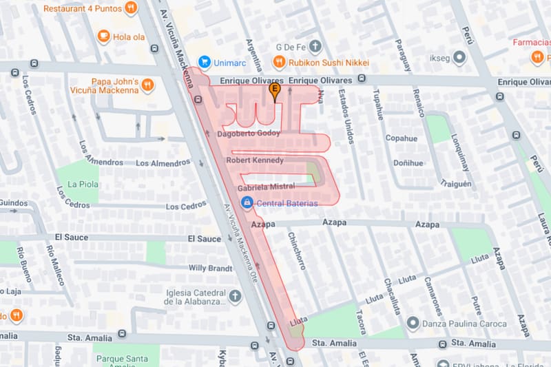 Una rotura de matriz obligó a interrumpir el suministro de agua de emergencia en la comuna capitalina. Créditos: Aguas Andinas.