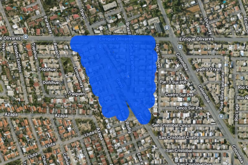 Sector afectado por el corte de luz.