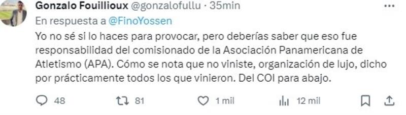 Gonzalo Fouillioux, periodista argentino criticó a los Juegos Panamericanos