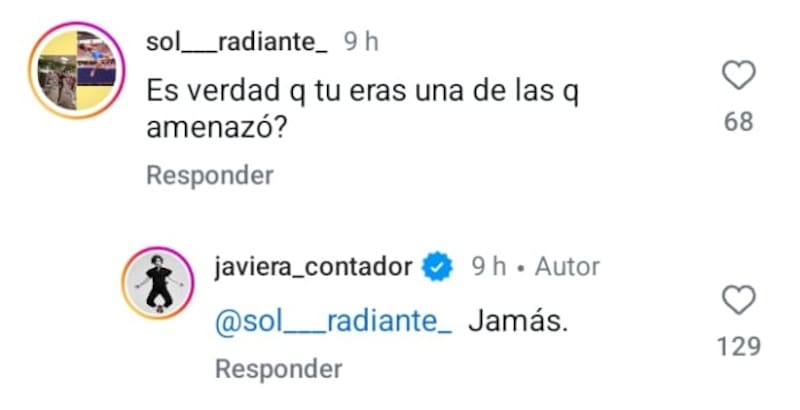 La actriz se desmarcó de la acusación de Gonzalo Valenzuela. Créditos: Instagram